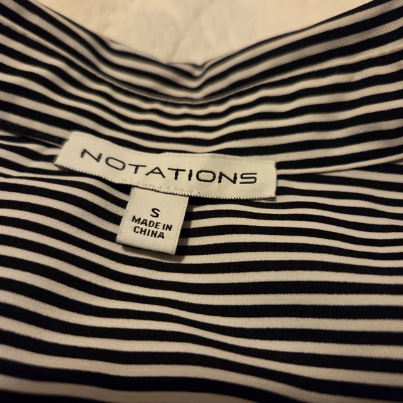 Notations Academia Black and White Striped Women's Button Down Shirt Old Money - Picture 8 of 8